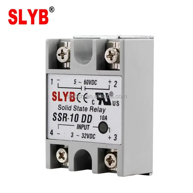 Yueqing Factory Single Phase Solid State Relay SSR 10DD 3-32VDC Input to 5-60VDC Output