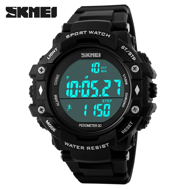 Skmei жесткая внешняя 2 сигнализации спортивные часы 3D шагомер мужские здоровье и секундомер изготовленный на