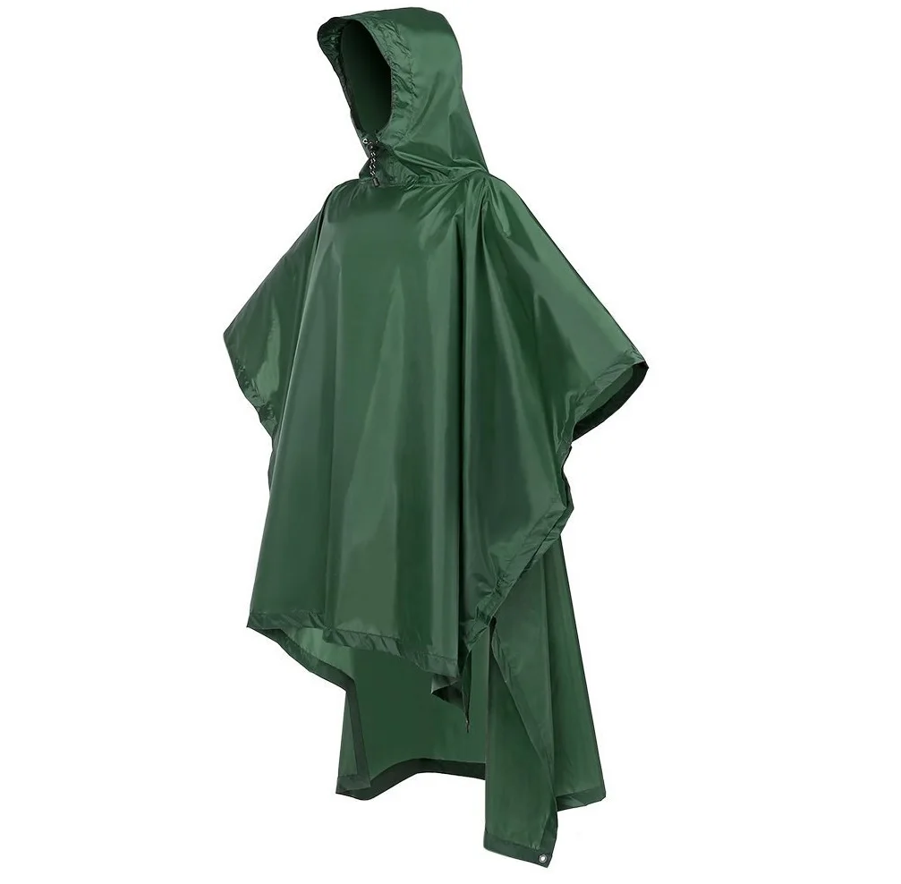 0.15mm thick PVC rainponcho for adult with hood and tie