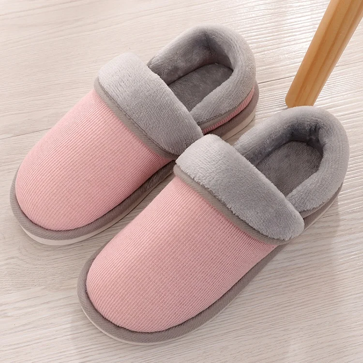 New design  Autumn winter adult fur slippers Man and women Warm slides fleece Lining house Indoors Shoes cotton bedroom slippers