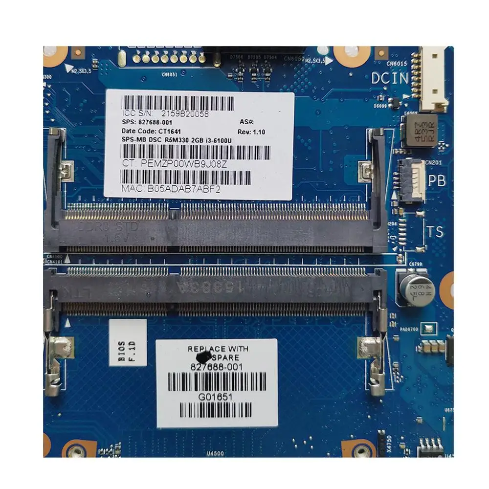 827688-001 для ноутбука HP 14-AC Системные платы SONY DSC R5M330 2 Гб i3-6100U