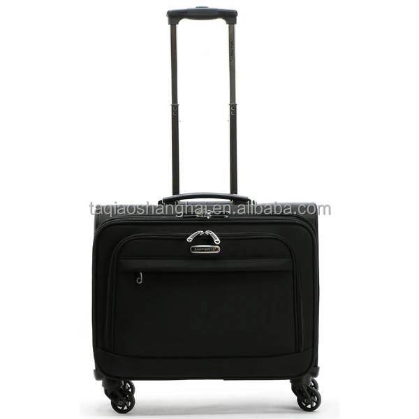 Black cabin size soft suitcase 210D lining with trolley