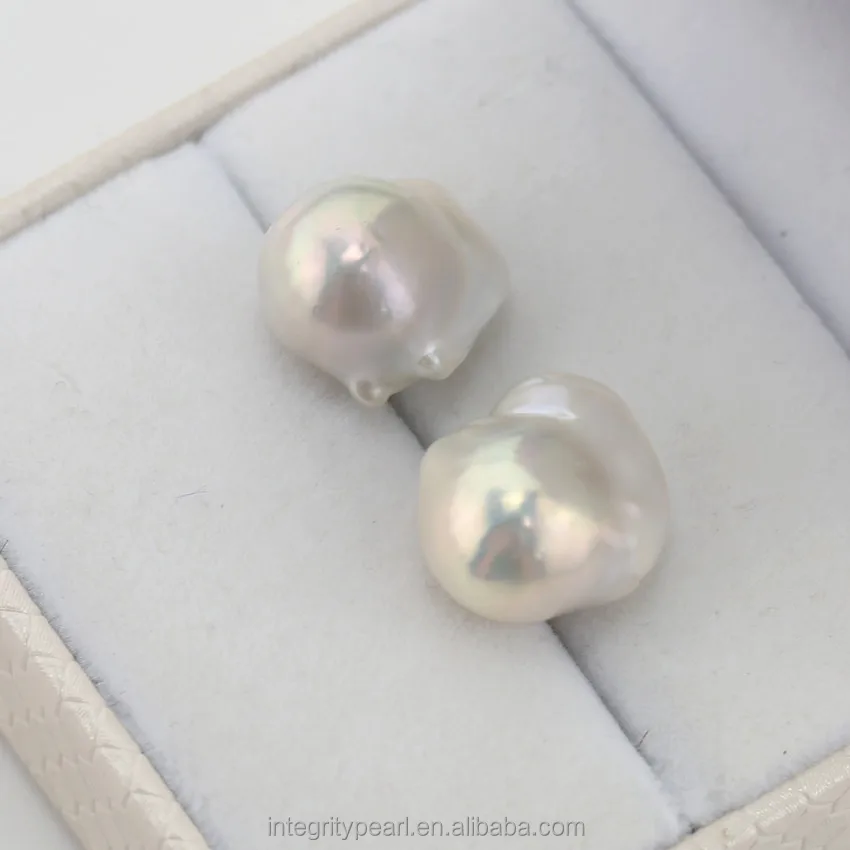 15x20mm big large size natural fresh water real freshwater baroque pearl earring