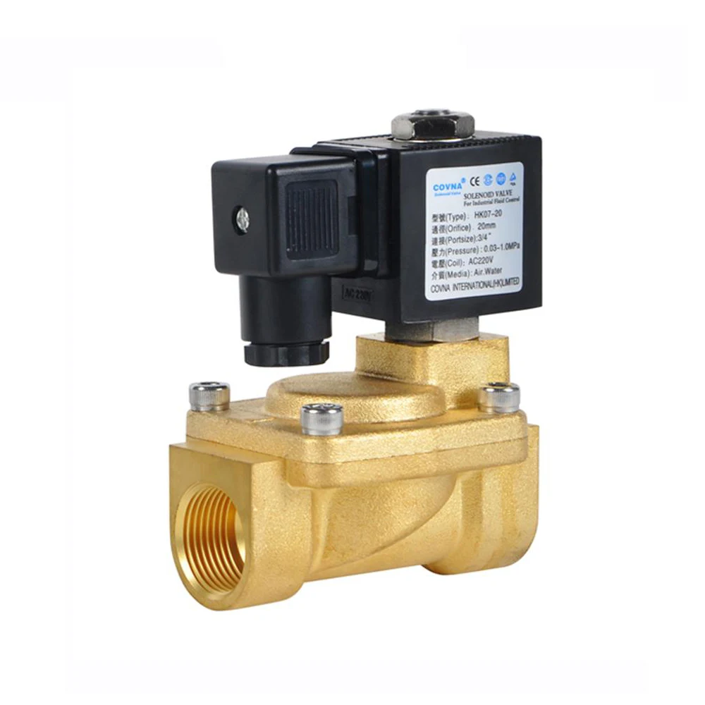 220V 1/2 inch Brass Diaphragm Pilot Operated Water Air Solenoid Valve