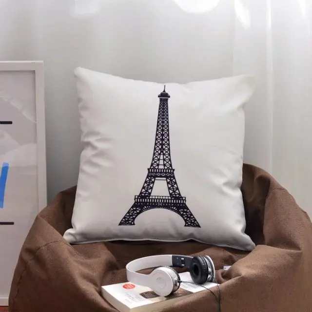 
Embroidered cushion cover Black and White Sofa Square Chair home decorative, cotton pillow for Bedroom or Outdoor 