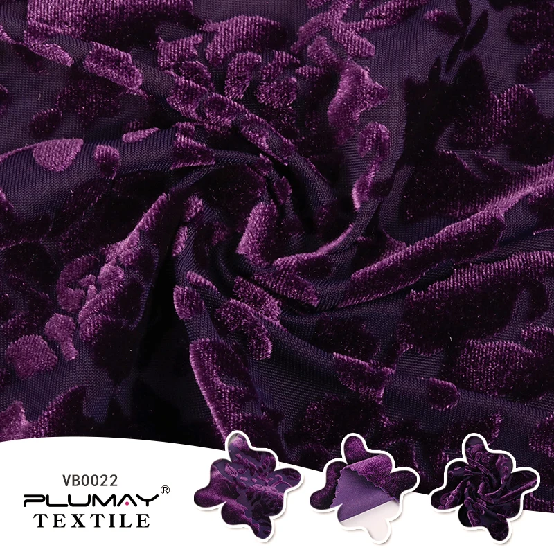 2 way stretch knitted soft burnout fabric stripe velvet silk burnout fabric for dance dress clothes