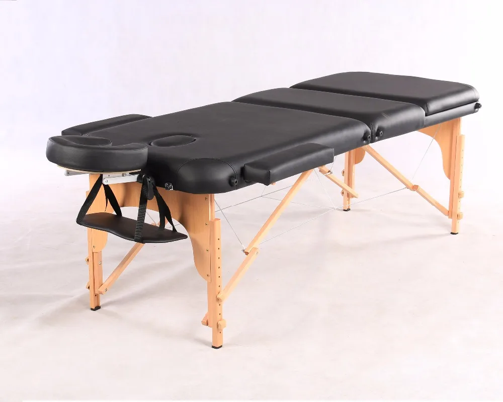 
PVC/PU leather Lightweight 3-Section Portable Massage Table Bed with Free Carry Bag Built in Breathe Hole/Adjustable Hreadrest 