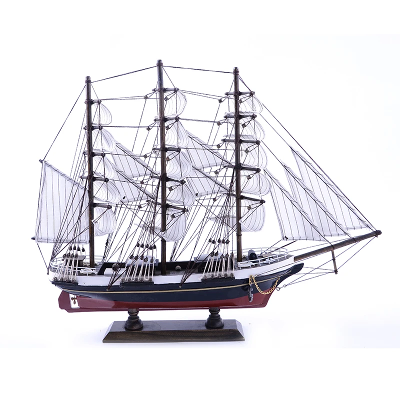 Length 55cm home Decoration Handmade wooden craft sailboat model sailboat craft PTW034 B