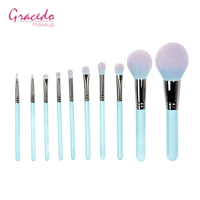 10 pieces professional Chinese style fully functional makeup brushes set with our new patented nano hair and custom logo