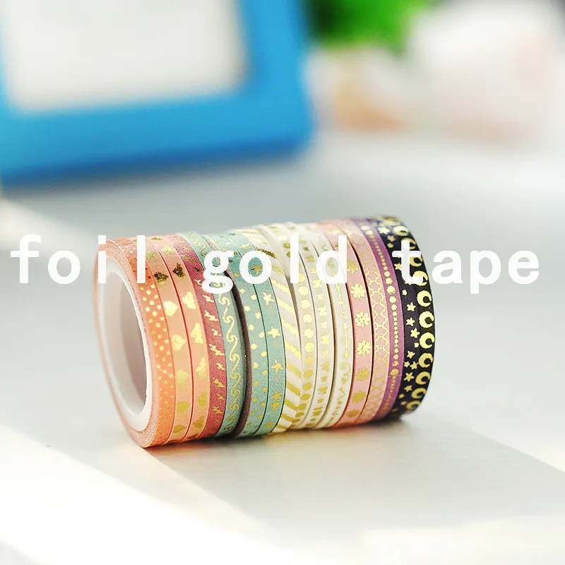 
16 rolls thin foil gold skinny washi tape set 