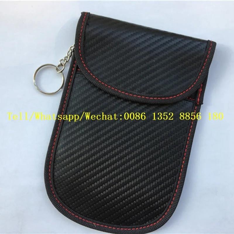 
Carbon Fiber Automotive Key Signal Shielding Bag Radiation-proof RFID Key Pack for Mobile Phone 
