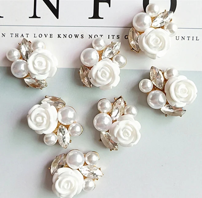 Beauty flower design jewelry pendants jewelry parts brass rose pearl Accessories for bag