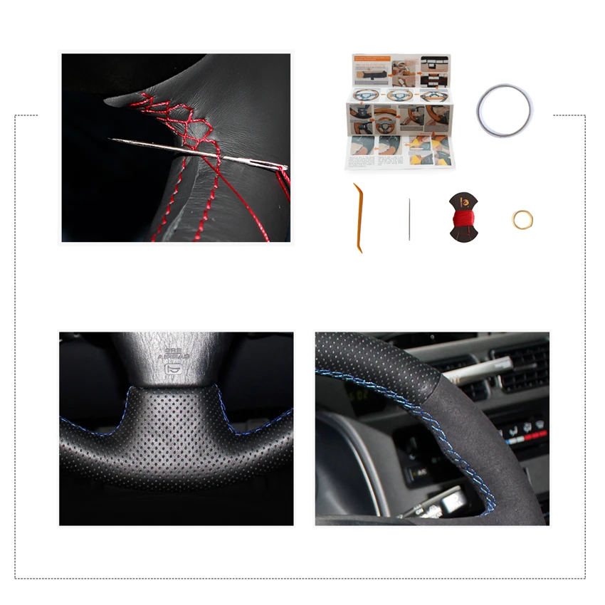 DIY Suede Black Leather Customized Car Wrap Steering Wheel Cover For Toyota Corolla Matrix 2003 2004 2005 2006 2007 2008