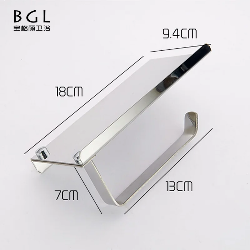 304 Stainless Steel Wall Mounted Chrome Plated Paper Toilet Holder With Mobile Phone Shelf