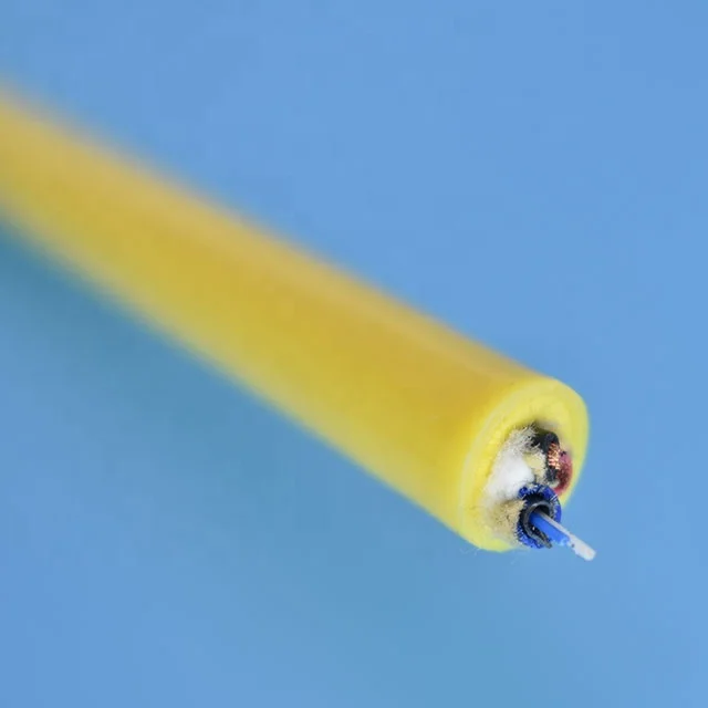 Flexible double PUR jacketed rov underwater umbilical tether 2 power cores with 2 single mode fiber underwater camera cable