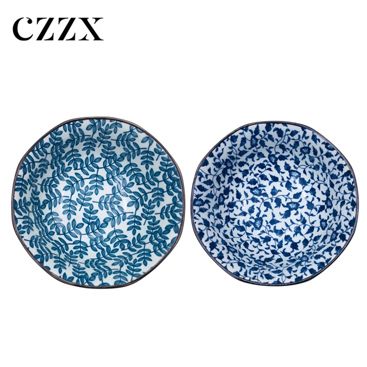 Bulk vintage printed tableware ceramic soup noodle bowls