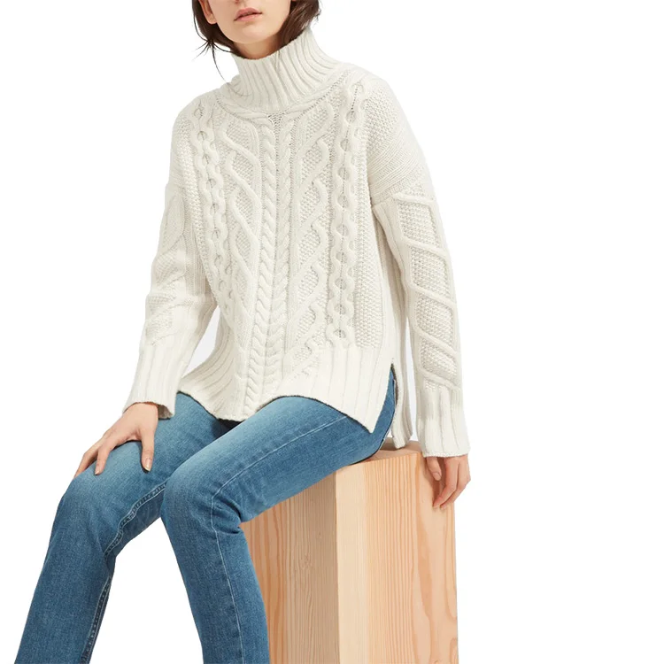 Wholesale Korean OEM Embroidery Cable Knit Sweater