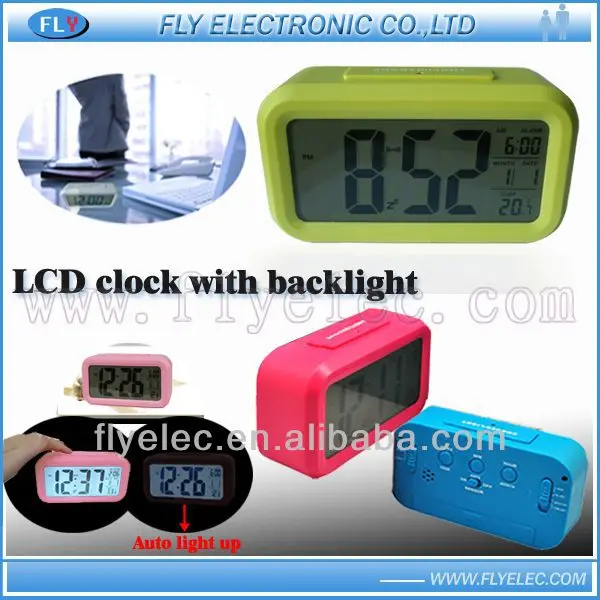 2024 blue white back light color  Table snooze digital Smart  sensor alarm clock