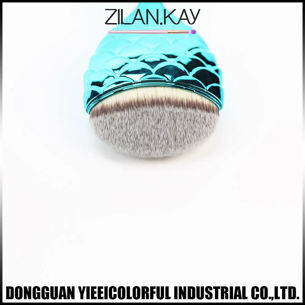 
High-end fashion single colorful mermaid blush makeup brush, engraving makeup tools private label set 