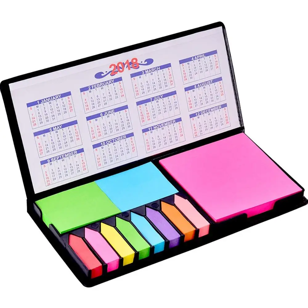 Bundle Set in a PU Leather Box Organizer Paper Sticky Note for school and colored Index Flags