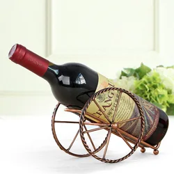 Europe style Metal Wine rack red bronze iron wheels design Wine holder Decoration bar Shelf Beer whisky wine bottles