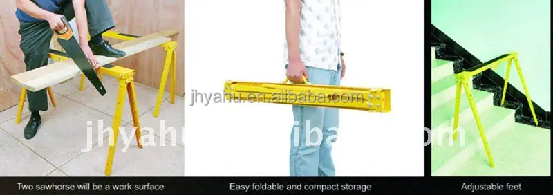 
Heavy Duty Height Adjustable Metal Sawhorses 