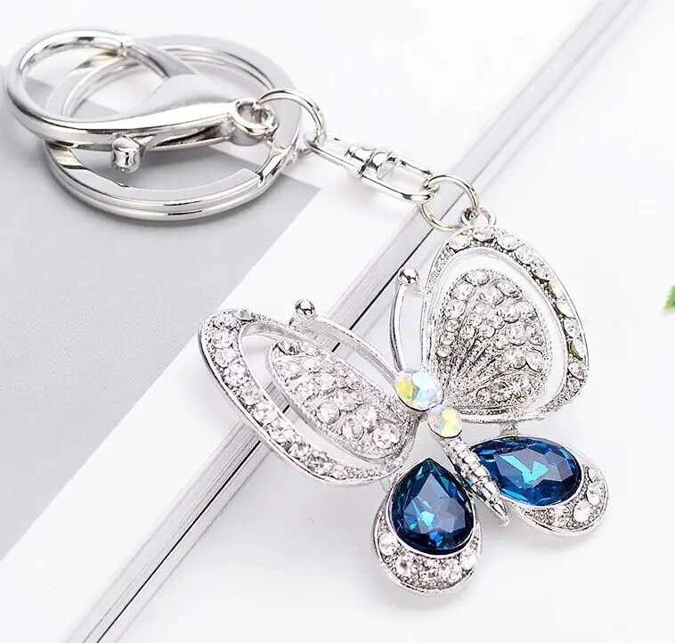 Женский романтический брелок с красочными стразами, брелок с 3D изображением бабочки