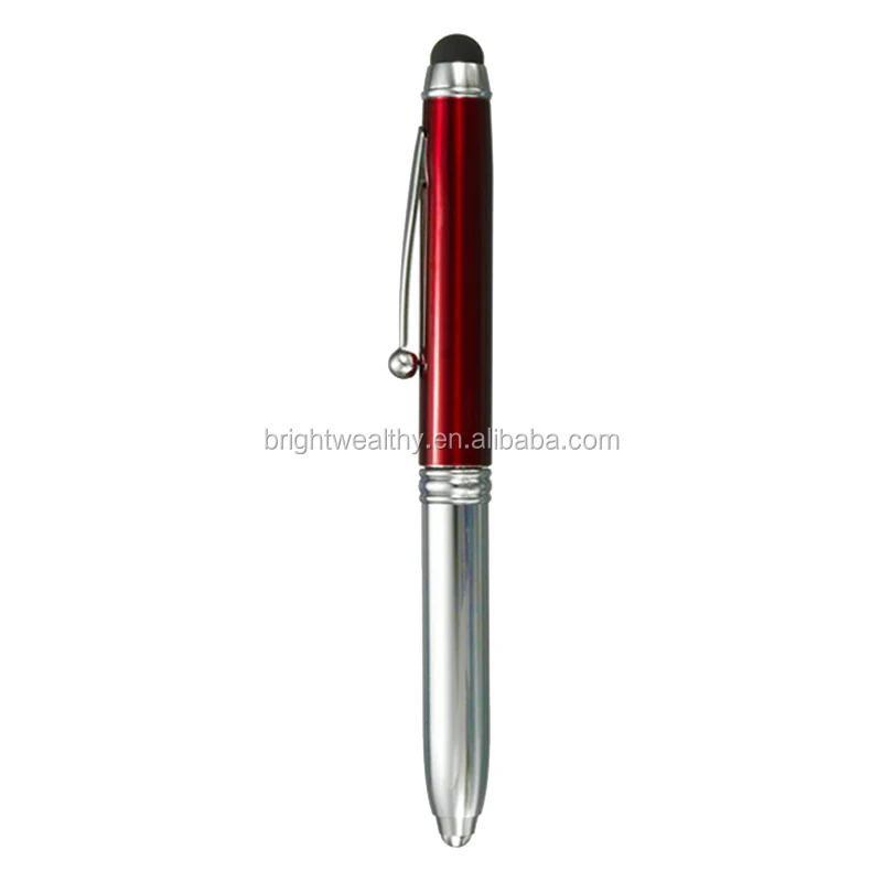 Original factory multi-function metal LED stylus pen light logo