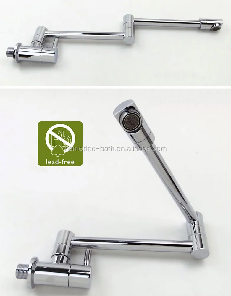 Single Cold Faucet Wall Kitchen Faucet Folding Retractable Rotary Stretch Vegetables Basin Sink Faucet