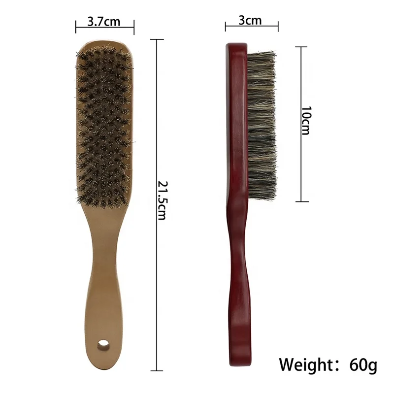 Wholesale Men Hair Styling Hairbrush Custom Logo Wooden Handle Beard Hair Brush Comb With 100% Boar Bristle
