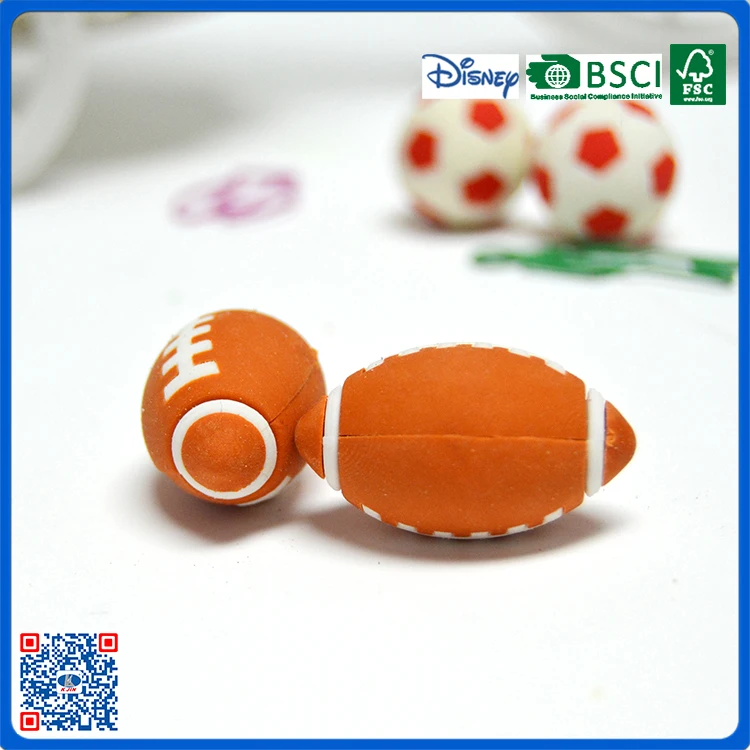 Creative kawaii stationery Novelty American 5mm gum ball football rugby shaped mini 3D eraser school supplies gift for kids