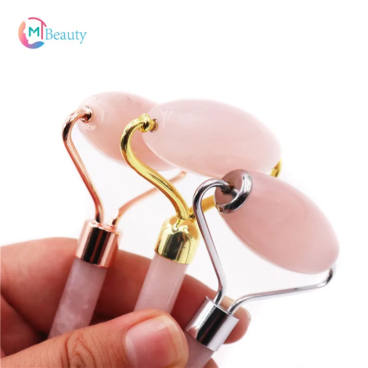 Natural Pink Rose Quartz Jade Roller Rodillo De Cuarzo For Face Facial Massage