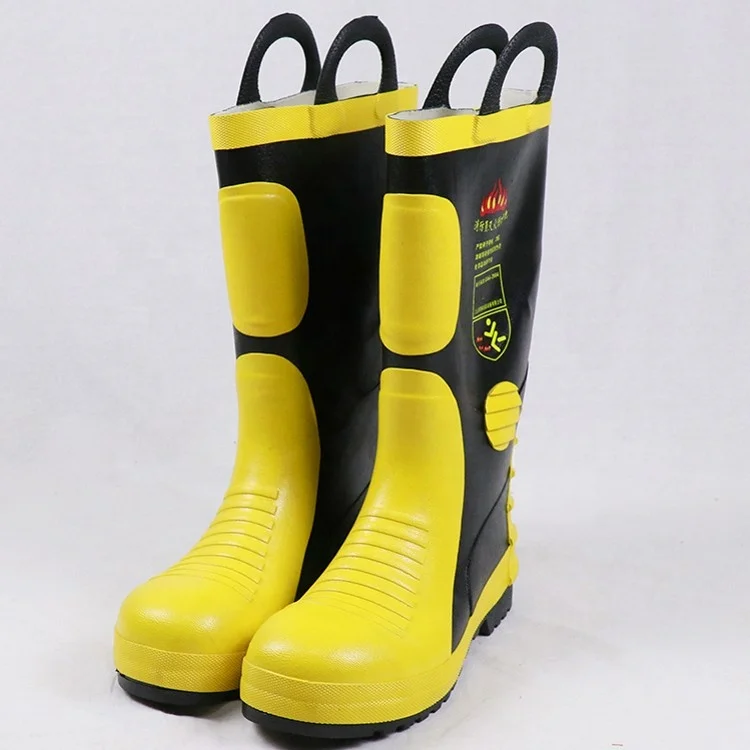 EN20345 Fire Resistant Rubber Yellow Color Fireman Shoes
