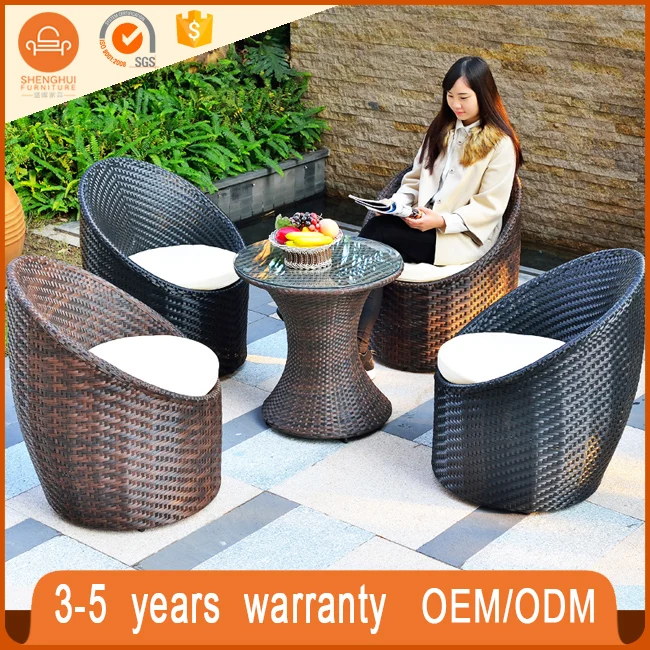 
Popular Fibreglass PE Rattan Wicker Garden Restaurant Coffee Shop Outdoor Furnitures 