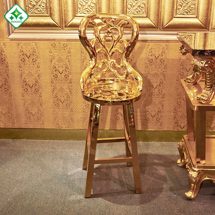 
Innovative design Hot sale modern gold stainless steel high bar stool four legs bar chair 
