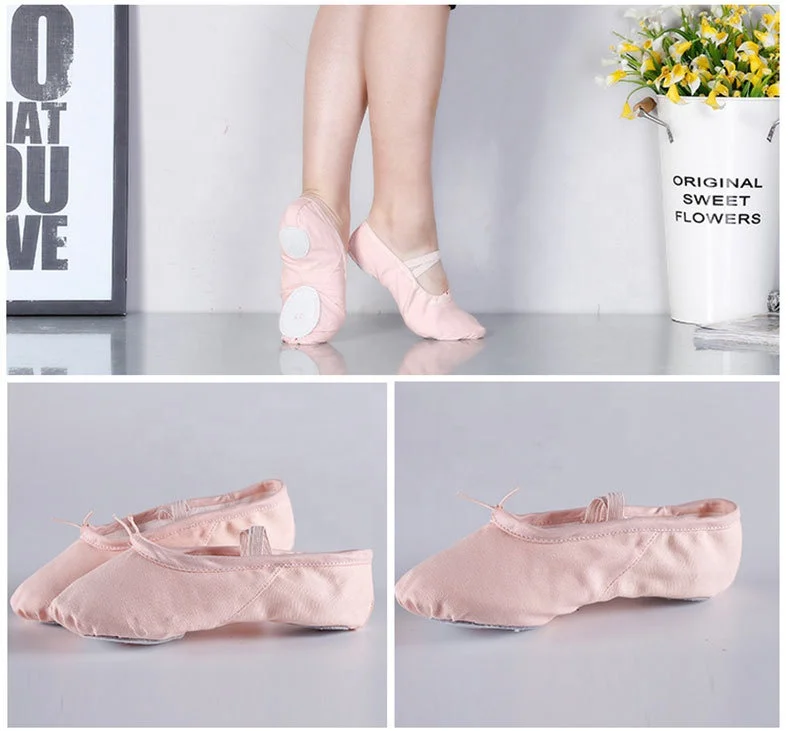 Детские танцевальные туфли Boutique с мягкой подошвой для балетных тренировок мягкие парусиновые туфли-пуанты