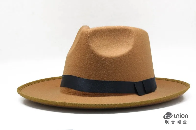 2020 New Fashionflower accessories Women Wide Brim Ribbon Warm Wool Blend Felt Hat Bowler Trilby Fedora Cap Cowboy Hat