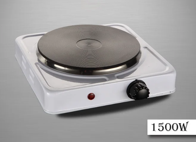 Single Electric Burner Stove Heavy Duty Flat Cast Iron Heating Plate, Power Indicator Light, Non-Skid Feet, Easy to Clean 1500W