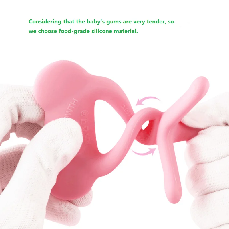 100% food grade baby silicone teether toys easy to hold ring training pacifier BPA free