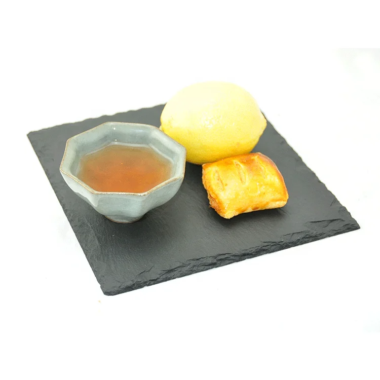 Wholesale  Unique New Style Hotel Restaurant Wedding Tray Black Slate Dinner Dish Plate Sample Free