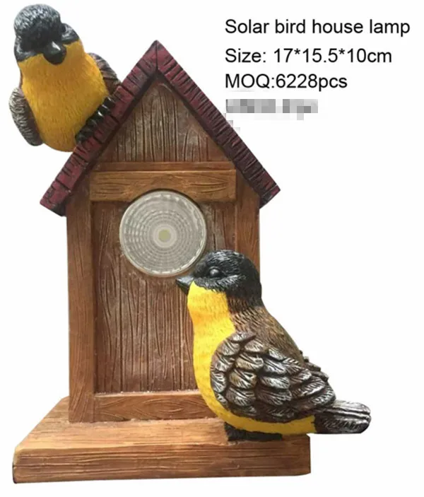 Симпатичный стиль птица дом лампа открытый солнечного освещения