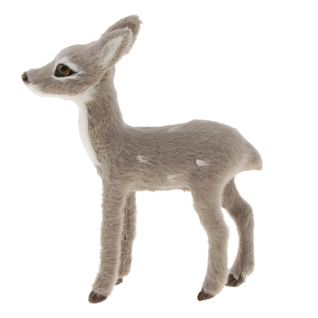 Mini Chritmas Synthetic Deer Doll Xmas Ornament Home Decor Standing Gray 