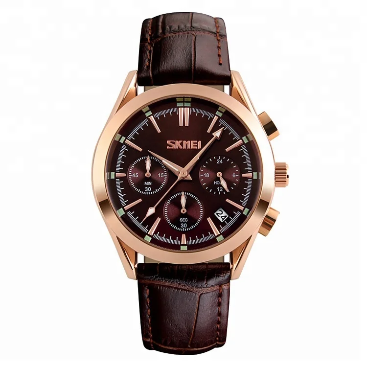 skmei watch review 9127 custom quartz men sport  leather band quartz watches