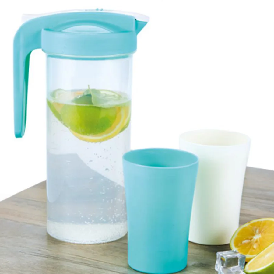 KJH live 1.6L Custom Logo Promotional Plastic Juice Pitcher Water Jug With 4 Cups Set