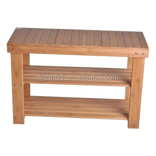 2 layer bamboo shoes rack with box