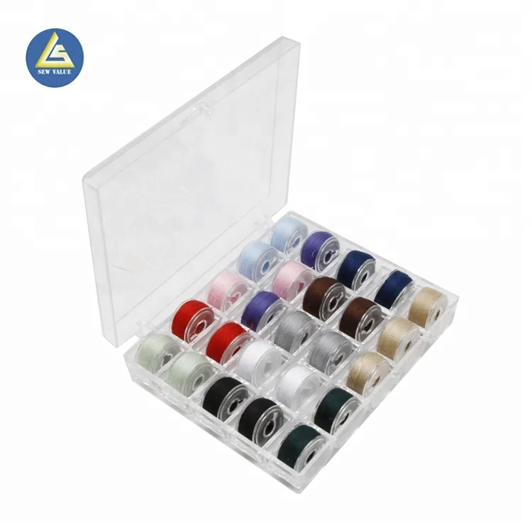 25pcs Mixed Colors Polyester Sewing thread With Transparent Plastic Bobbin For Home Sewing Machine Accessories Set