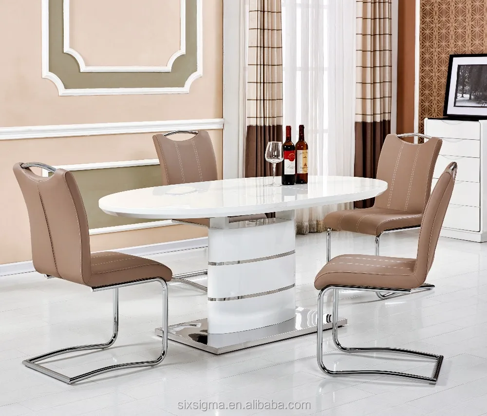 most popular high glossy extension wooden rectangle shape dining table sets