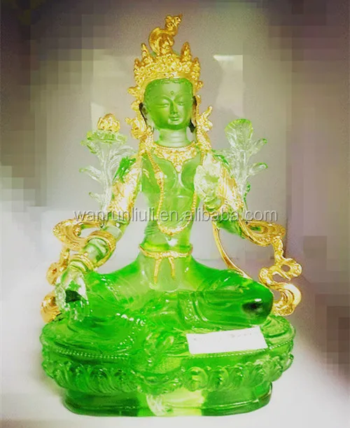 Liuli/crystal Green Tara buddha statue