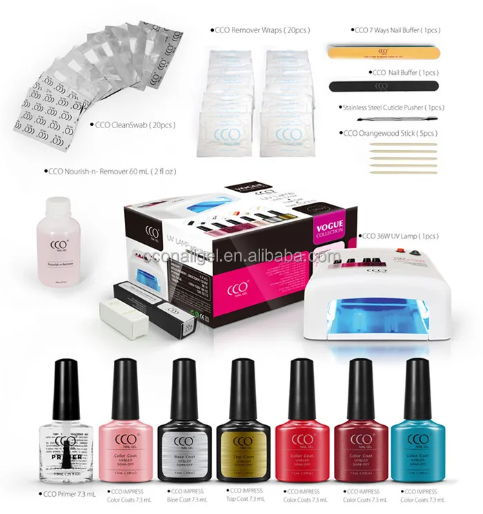CCO brand factory uv gel set remover gel manicure pedicure starker tool kit soak-off nails uv gel polish starker kit