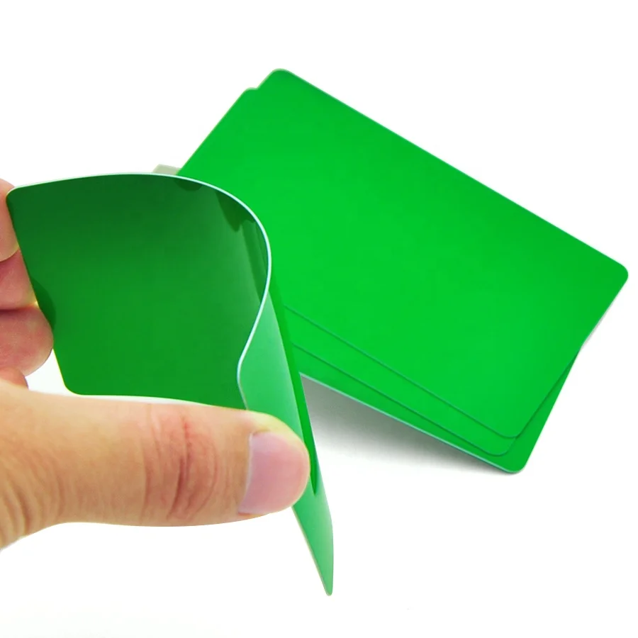 HQ CR80 Plastic Blank Plain Green PVC Card with factory price
